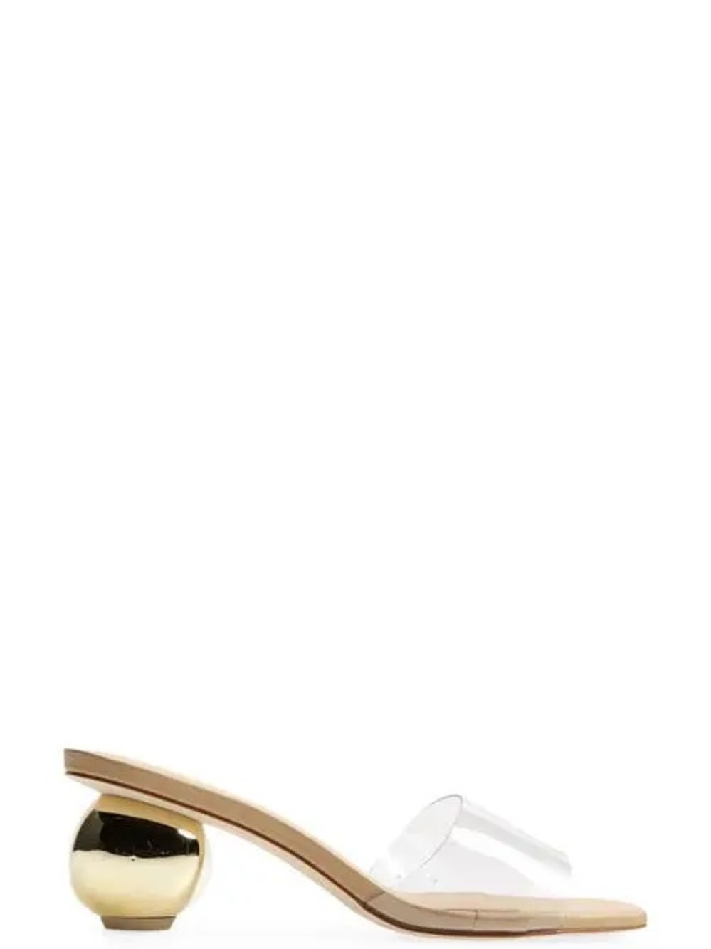 cult gaia Tyra Clear Strap Slide with Sculptural Gold Heel